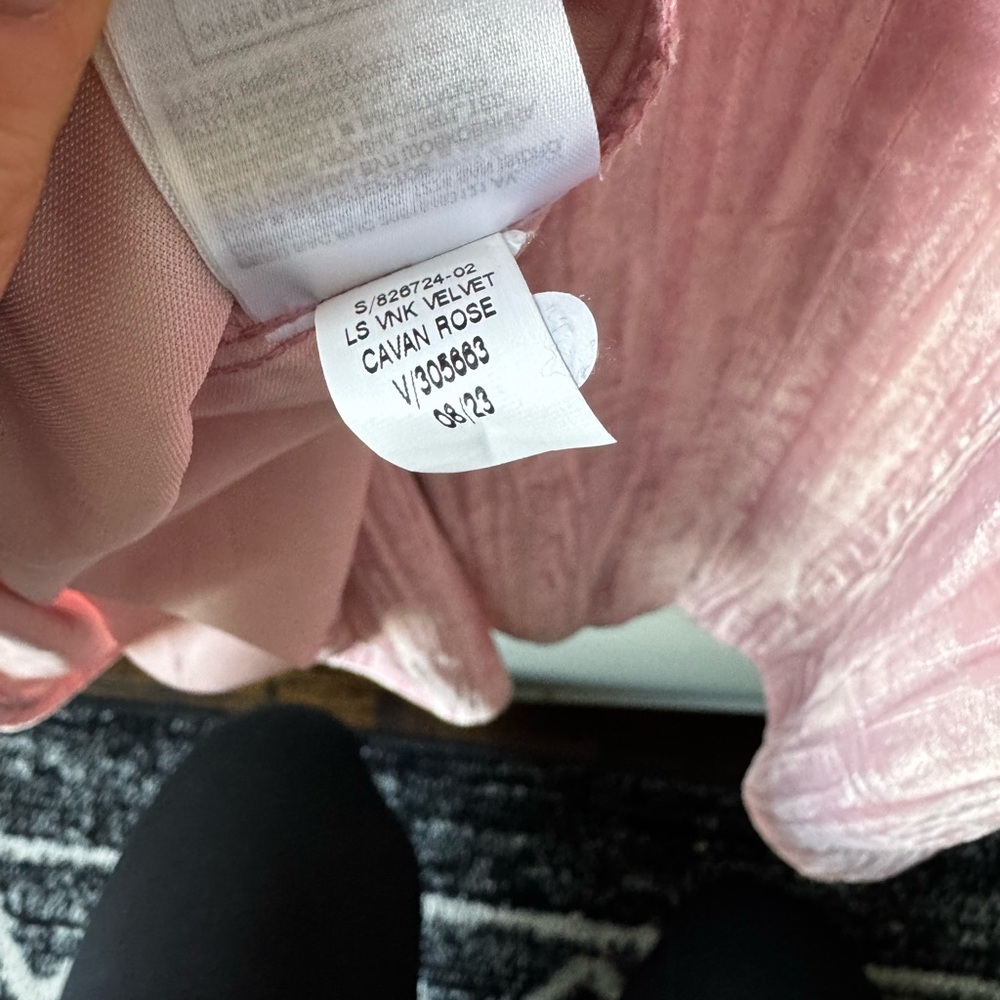 NWT GAP | Pink Velvet Smocked Mini Dress, Long Sleeves, small - Picture 8 of 9